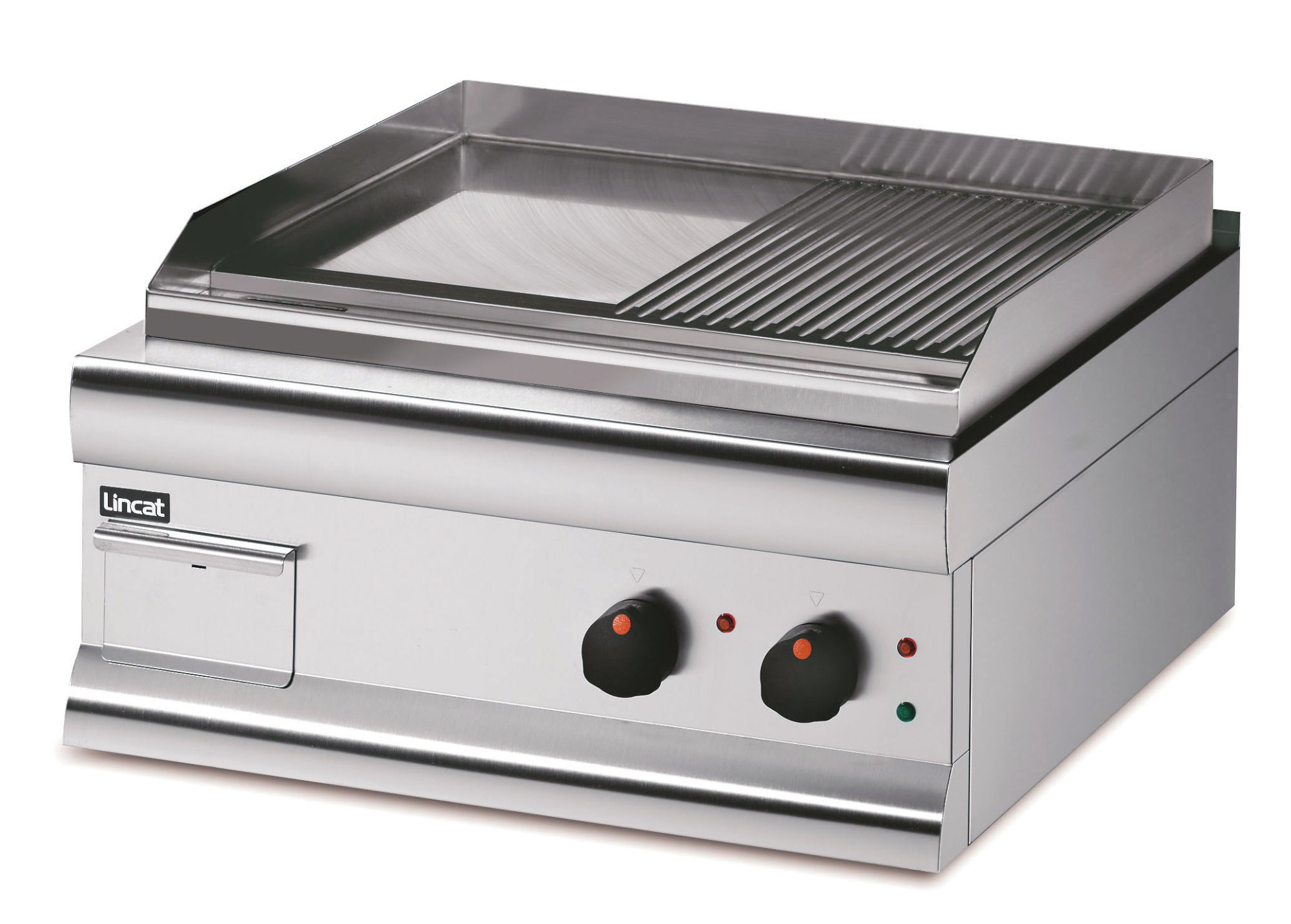Lincat Silverlink 600 60cm Half Ribbed/Half Flat Machine Steel Dual Zone Electric Griddle, 4kw, Model-GS6/TR